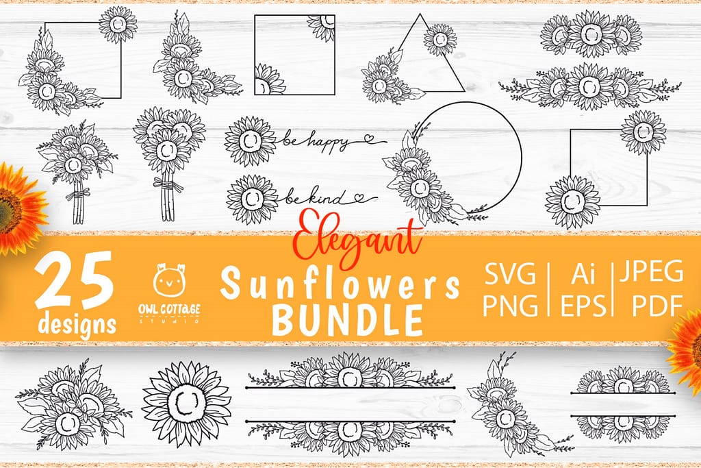 Big Sunflowers SVG Bundle For Laser Cutting Machines