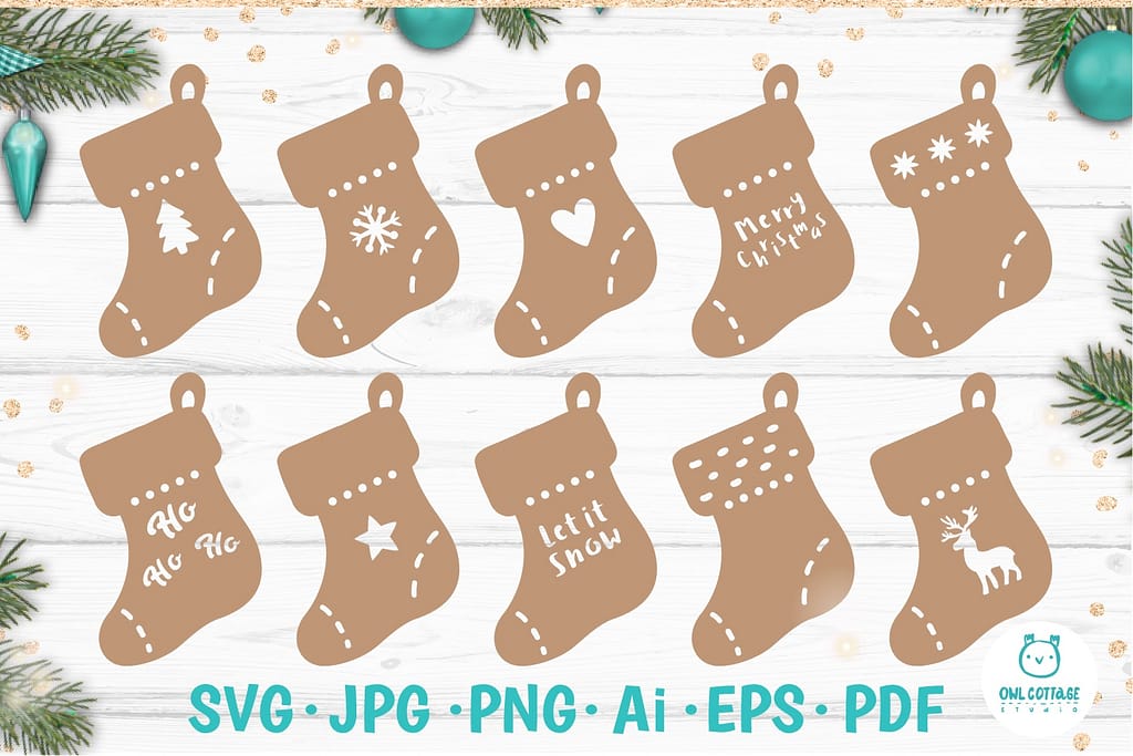 Christmas Socks Gift Tags SVG Bundle
