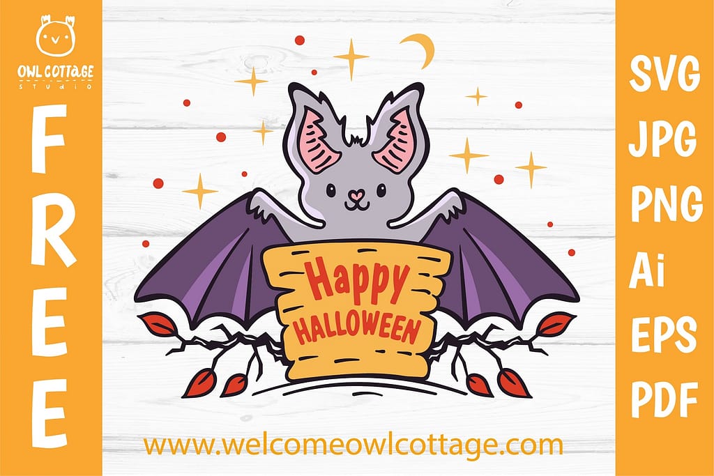 FREE Cute Halloween Bat SVG