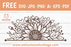 FREE Fall Sunflower Border svg, Floral Fall Forest cut file