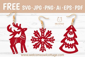 FREE Christmas Earrings Templates svg, Winter Garland cut file