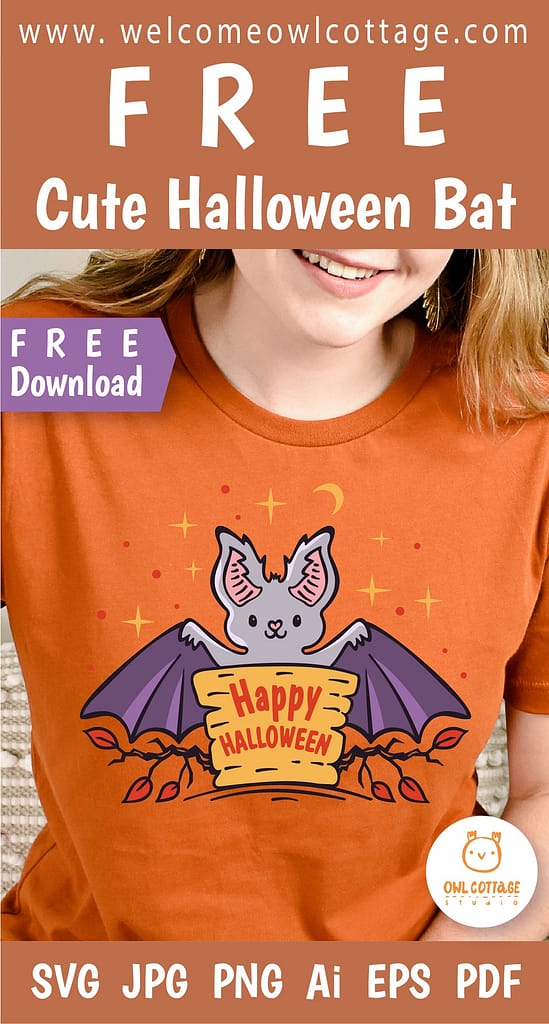 FREE Cute Halloween Bat SVG For Womens T-Shirt