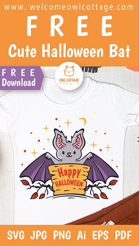 FREE Cute Halloween Bat SVG For T-Shirt