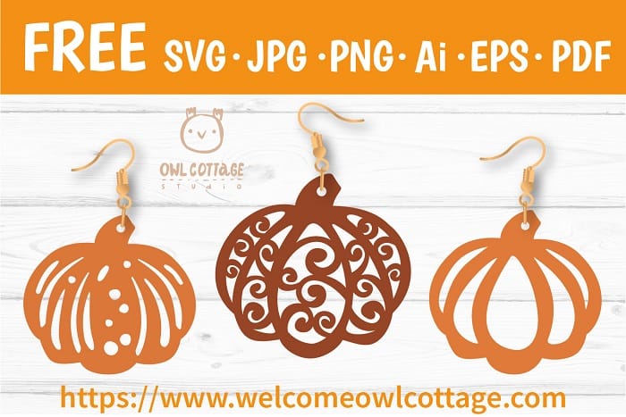 FREE Pumpkin Earrings Template svg, Patterned Pumpkin cut file , pumpkin earrings, fancy pumpkin svg, Decorative Pumpkin svg, Fall Clipart, Pumpkin SVG files for Cricut