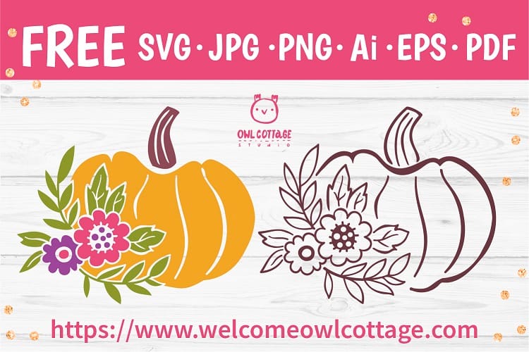 Decorative Bright Floral Pumpkin SVG Cut File